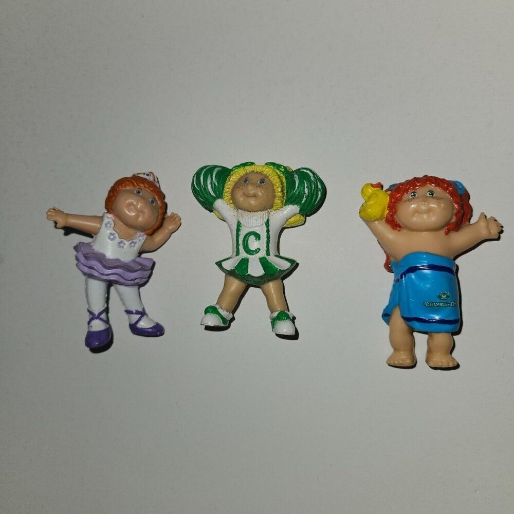 3 Cabbage Patch Kids 2.5" Figures Blonde Cheerleader Red Hair Ballerina Bath CPK
